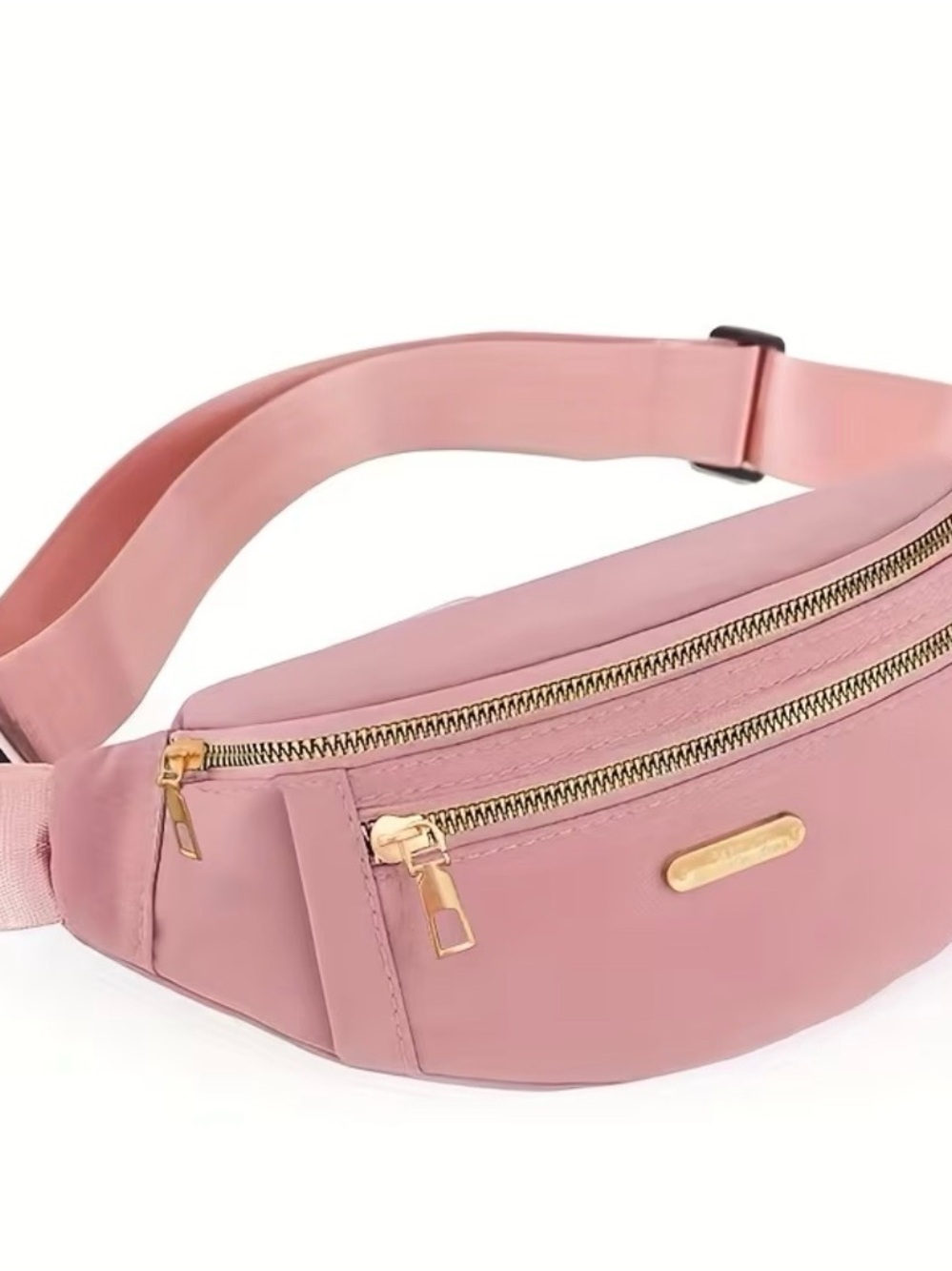 Women's Pink Waist Bag with Gold Embellishments